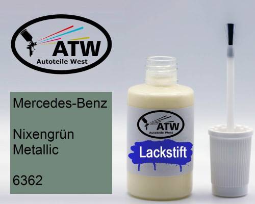 Mercedes-Benz, Nixengrün Metallic, 6362: 20ml Lackstift, von ATW Autoteile West.